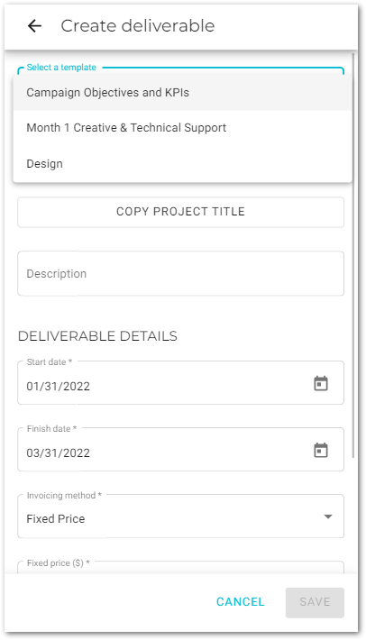 create deliverable from template 01