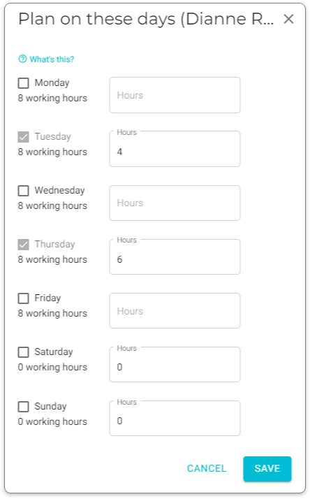 day pattern specified hours