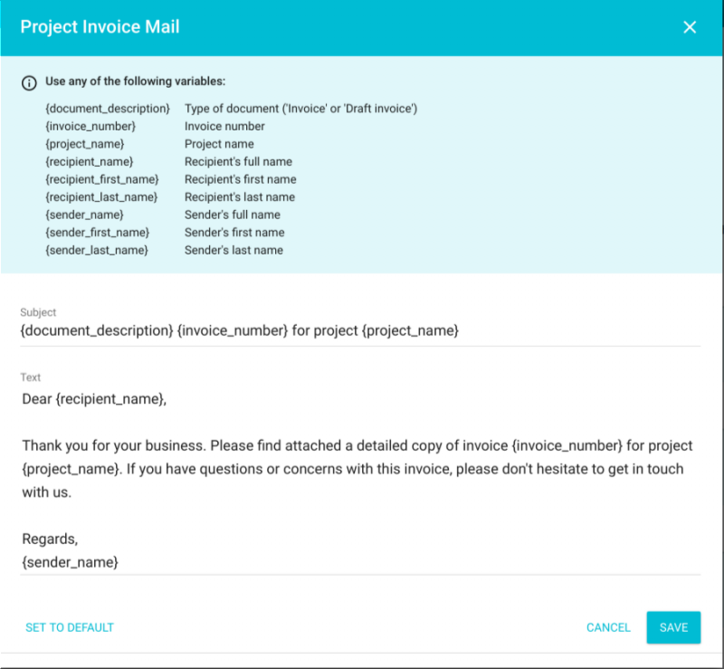 edit mail template in back office with variables v1