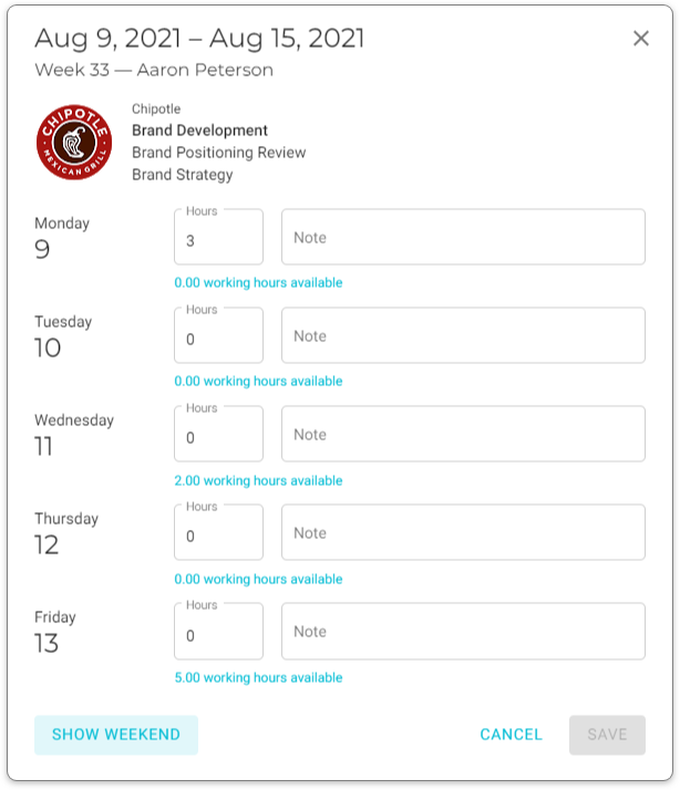 planning resources update hours