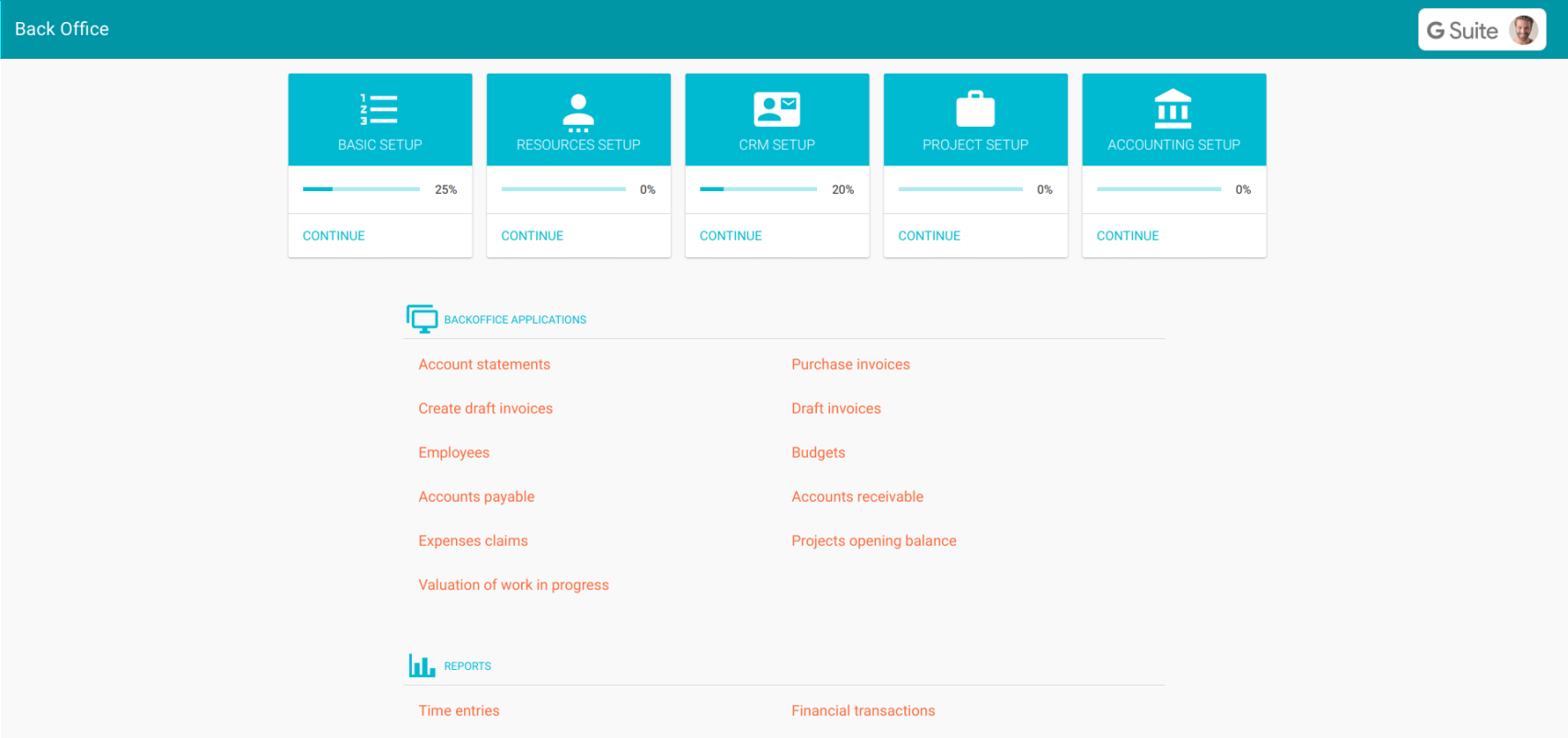 setup assistant in backoffice v1